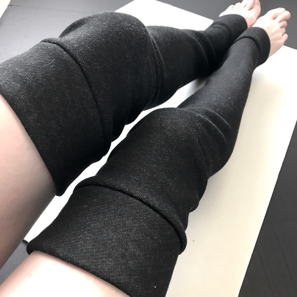 Black Fleece Leg Warmers Winter Knee Socks Warm Leggings Soft Pants Made in USA - Picture 4 of 8